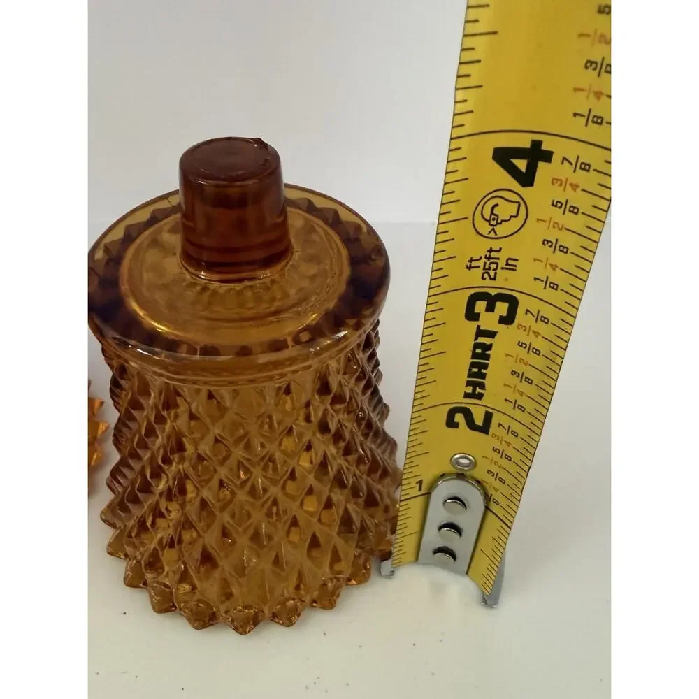 Homco Diamond Point Votive Amber Peg Sconce Candle Holder Vintage 4” Tall